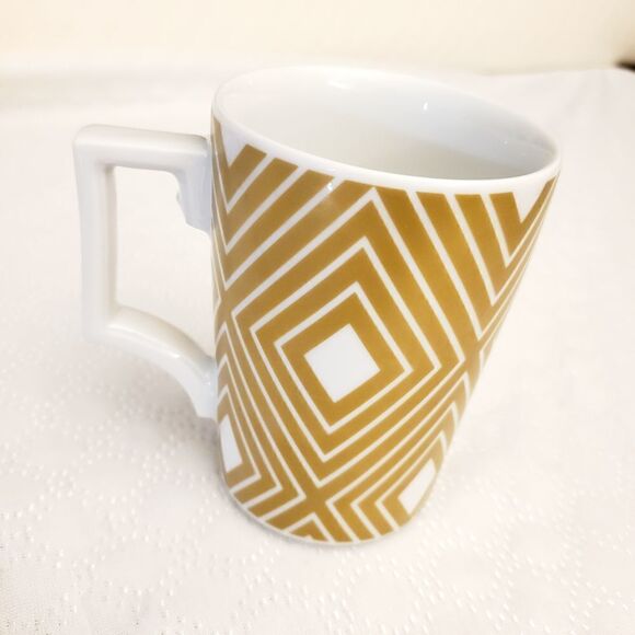 Starbucks Gold Argyle "Rosanna" Coffee Mug 12OZ - Picture 1 of 8